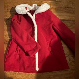 Max Studio Red Pea Coat with White Trim